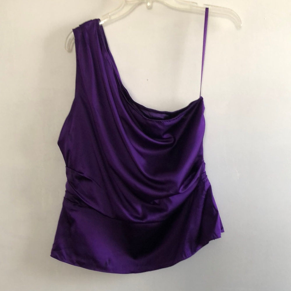 Elie Tahari Purple Asymmetrical Draped Camisole